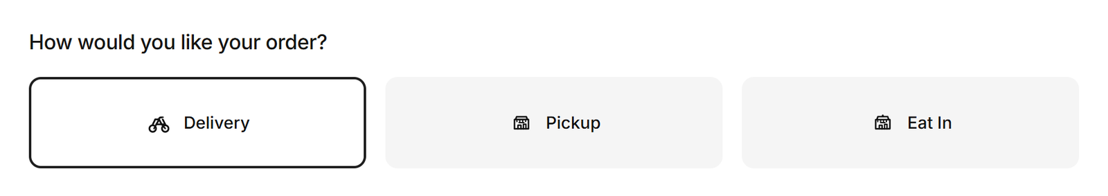 Food Online Shipping Mode in the checkout