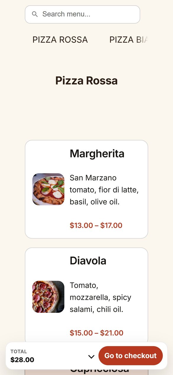 Food Online Menu block on a phone